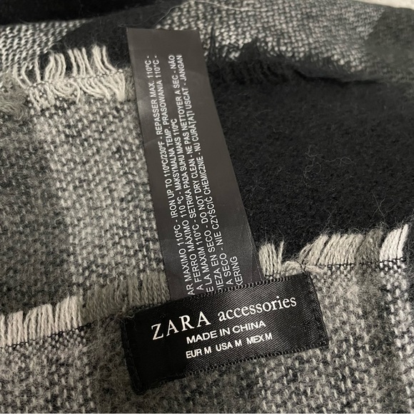 ZARA Scarf/Shawl/Blanket/Wrap Accessory Blk/White/Gray - Picture 6 of 6